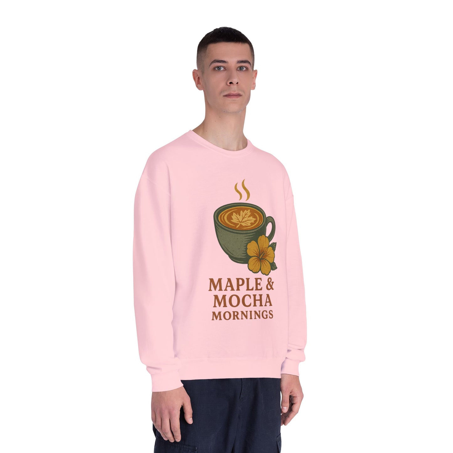 Cozy Coffee Sweatshirt - Maple & Mocha Mornings Unisex Crewneck, Warm Gift for Coffee Lovers, Casual Fall Fashion, Weekend Relaxation