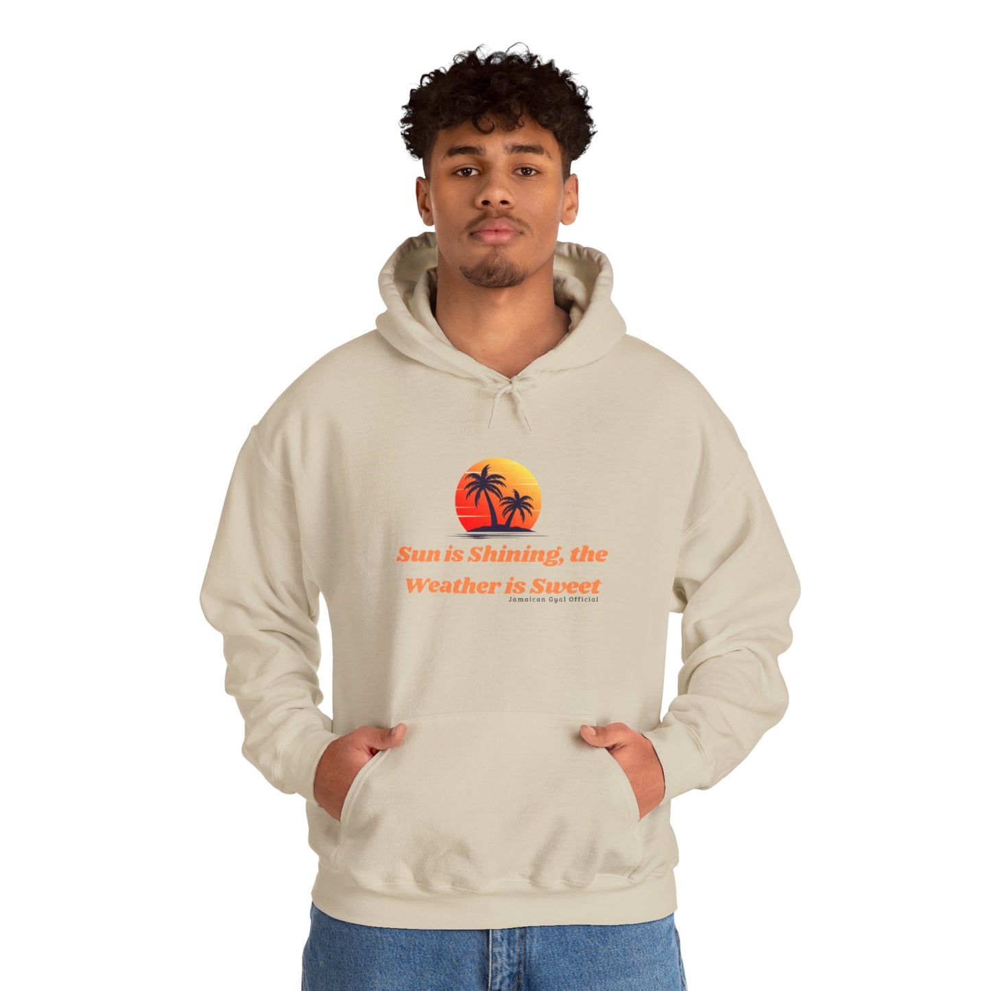 Sunshine Vibes Hoodie: Unisex Heavy Blend Sweatshirt with Tropical Design, Perfect for Summer, Beach Days, Casual Wear, Gifts