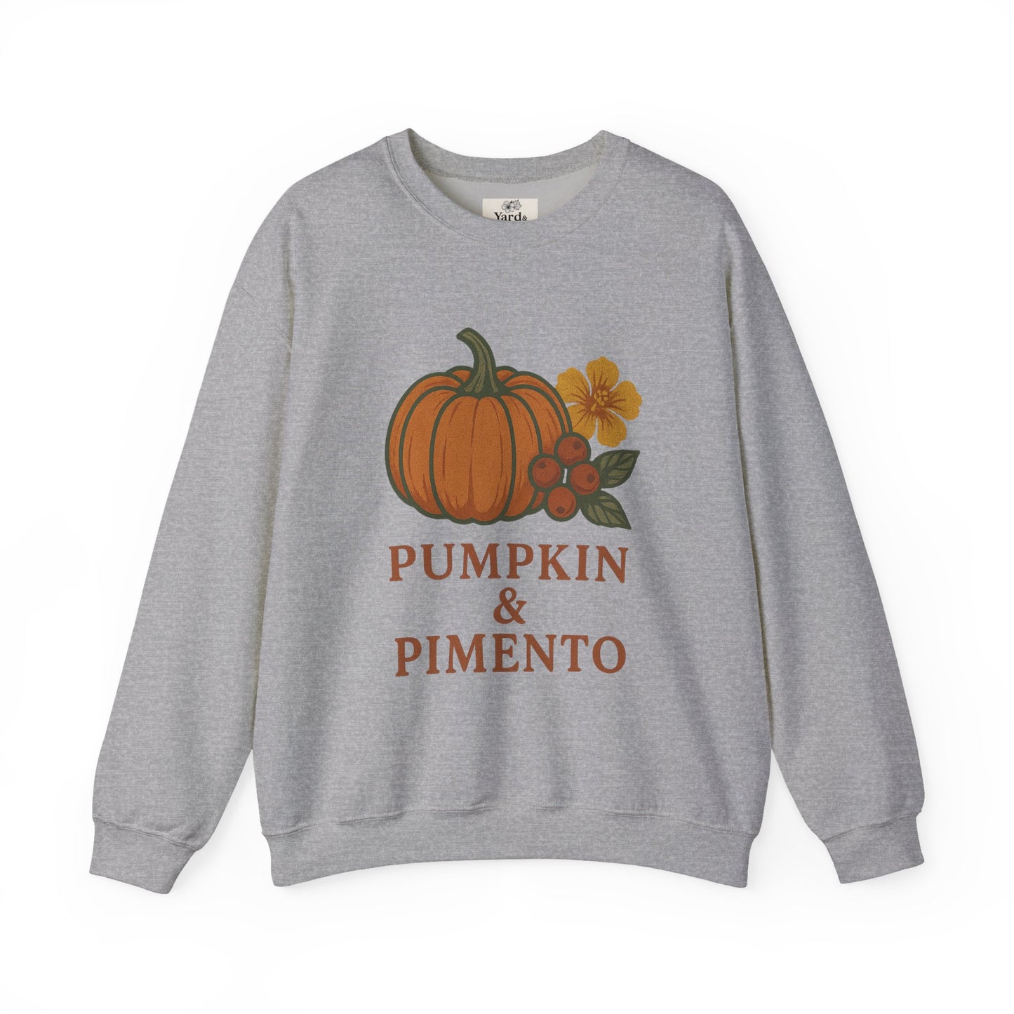 Pumpkin & Pimento Crewneck Sweatshirt, Cozy Fall Sweatshirt, Unisex Autumn Apparel, Thanksgiving Gift, Seasonal Fashion