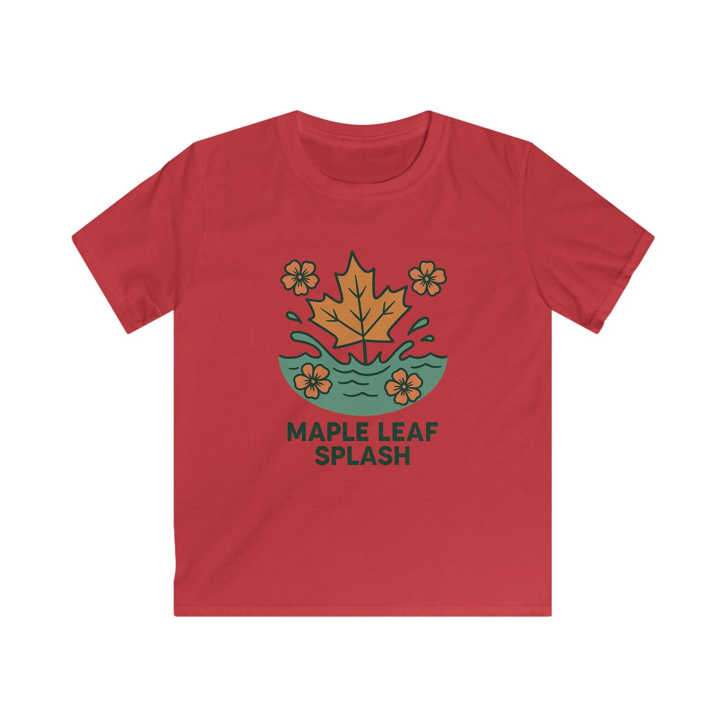 Maple Leaf Splash Kids Tee, Nature T-Shirt for Children, Fall Outfit, Cute Gifts for Kids, Eco-Friendly Apparel