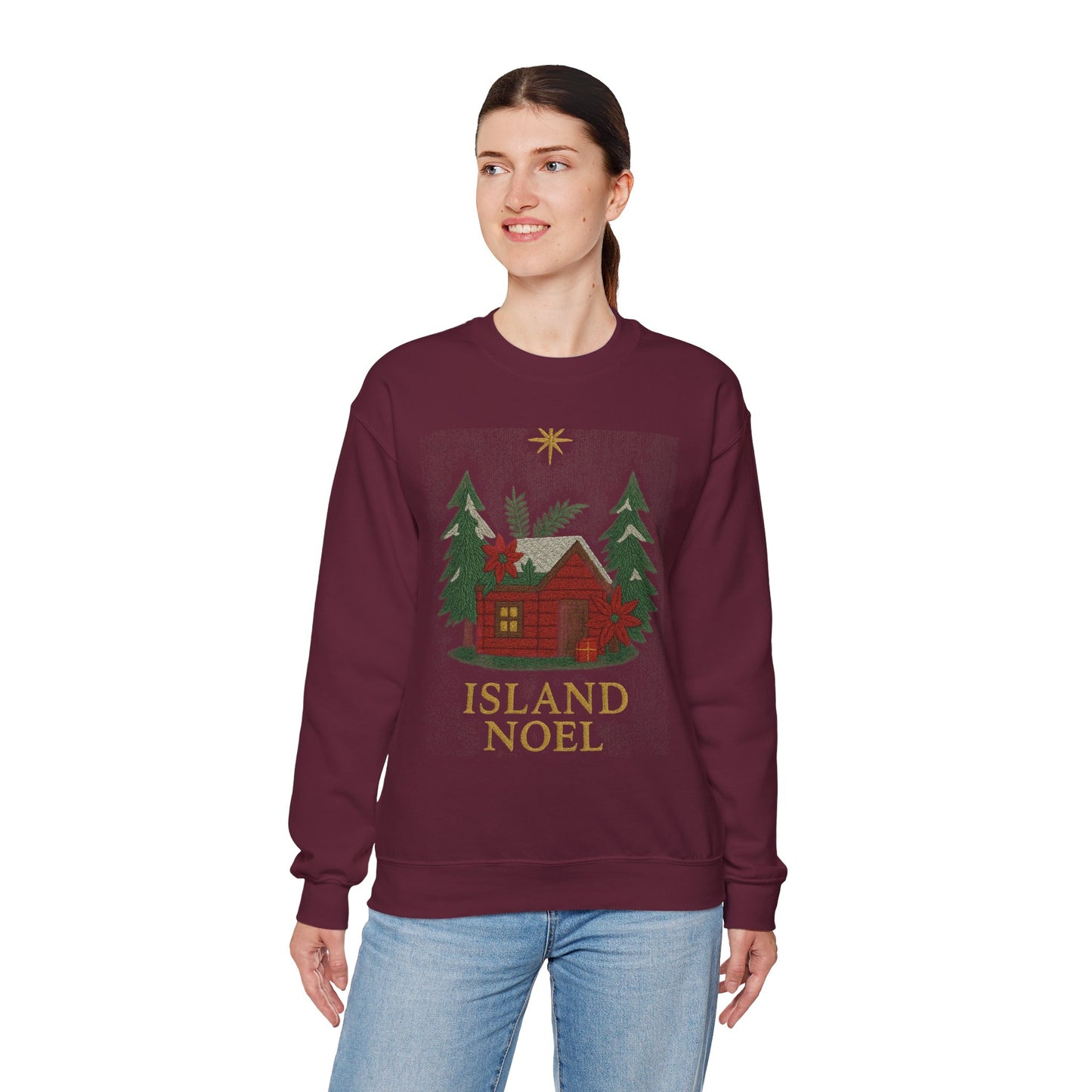 Cozy Holiday Sweatshirt - Island Noel Design, Unisex Christmas Crewneck, Winter Apparel, Gift for Him/Her, Seasonal Fashion