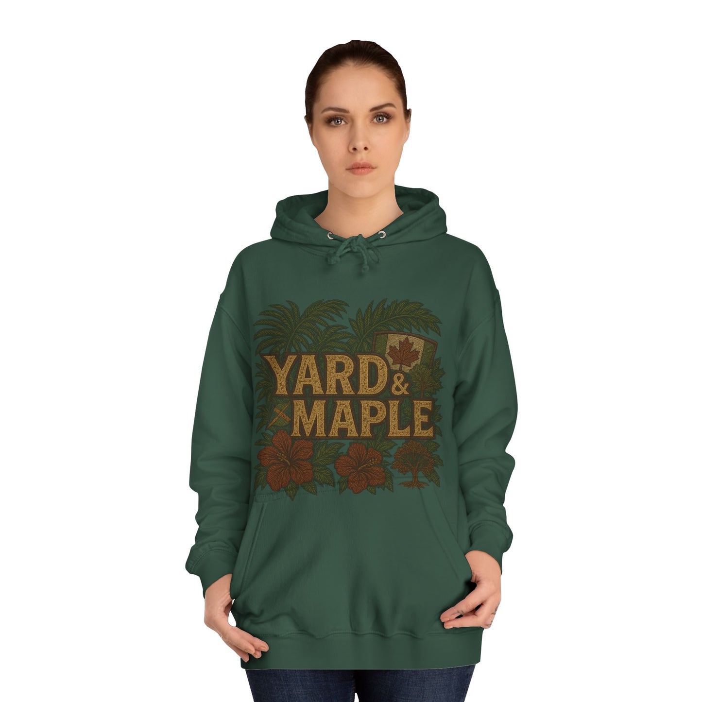 Cozy Unisex College Hoodie - Yard & Maple, Casual Wear, Student Gift, Outdoor Activity Sweater, Fall Fashion