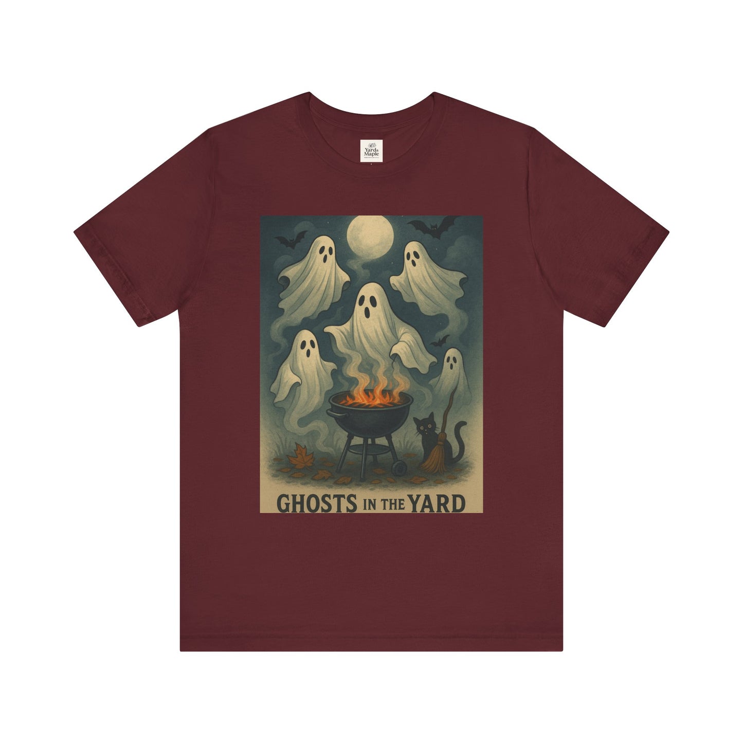 Ghosts in the Yard Tee - Spooky Unisex Short Sleeve Shirt, Halloween Shirt, Ghost Design, Casual Halloween Wear, Gift for Ghost Lovers