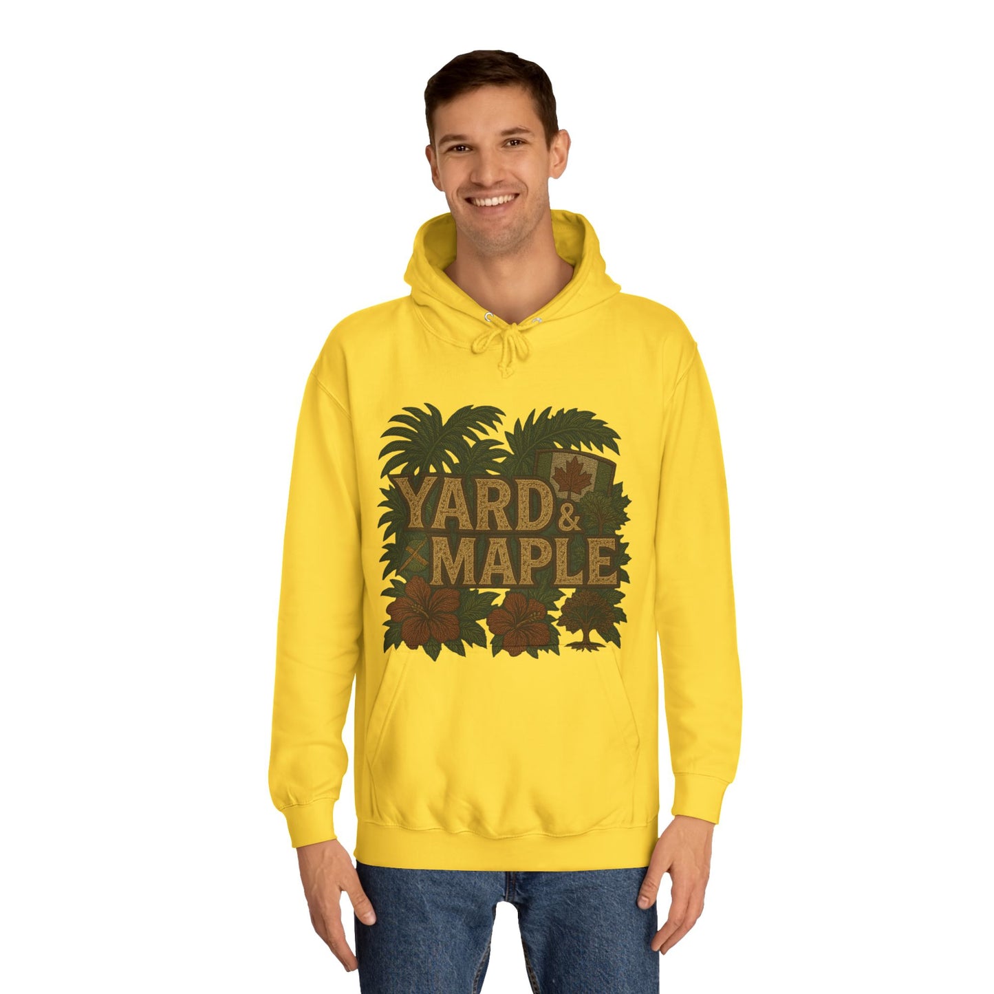 Cozy Unisex College Hoodie - Yard & Maple, Casual Wear, Student Gift, Outdoor Activity Sweater, Fall Fashion