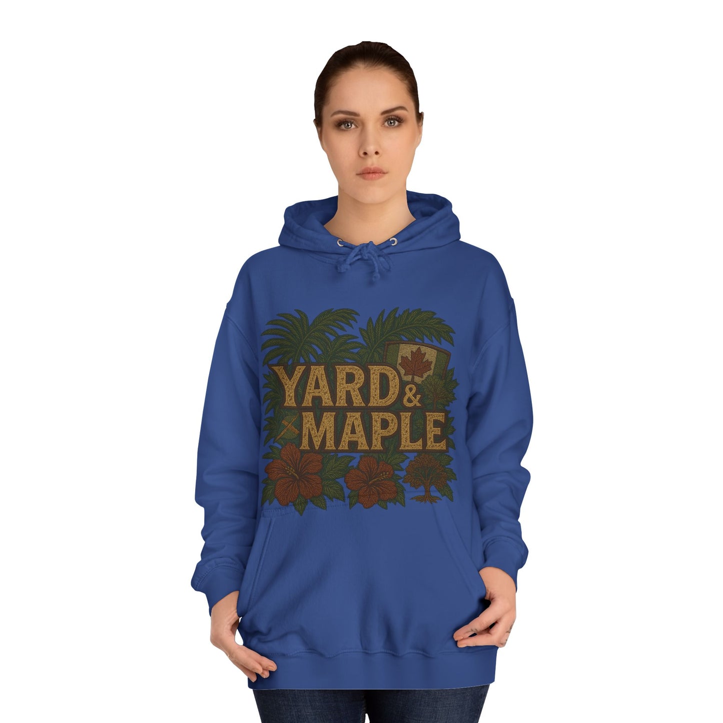 Cozy Unisex College Hoodie - Yard & Maple, Casual Wear, Student Gift, Outdoor Activity Sweater, Fall Fashion
