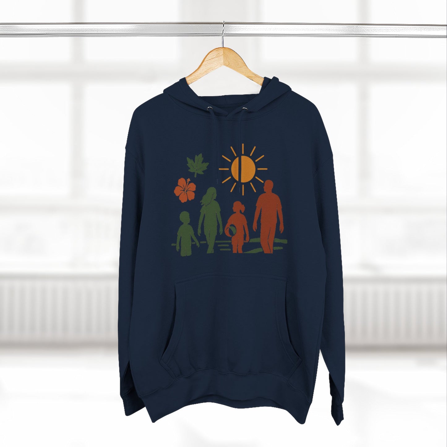 Family Bonding Three-Panel Hoodie, Cozy Family Artwork Fleece, Casual Family Gatherings Sweatshirt, Family Love Hooded Top, Gift for Parents