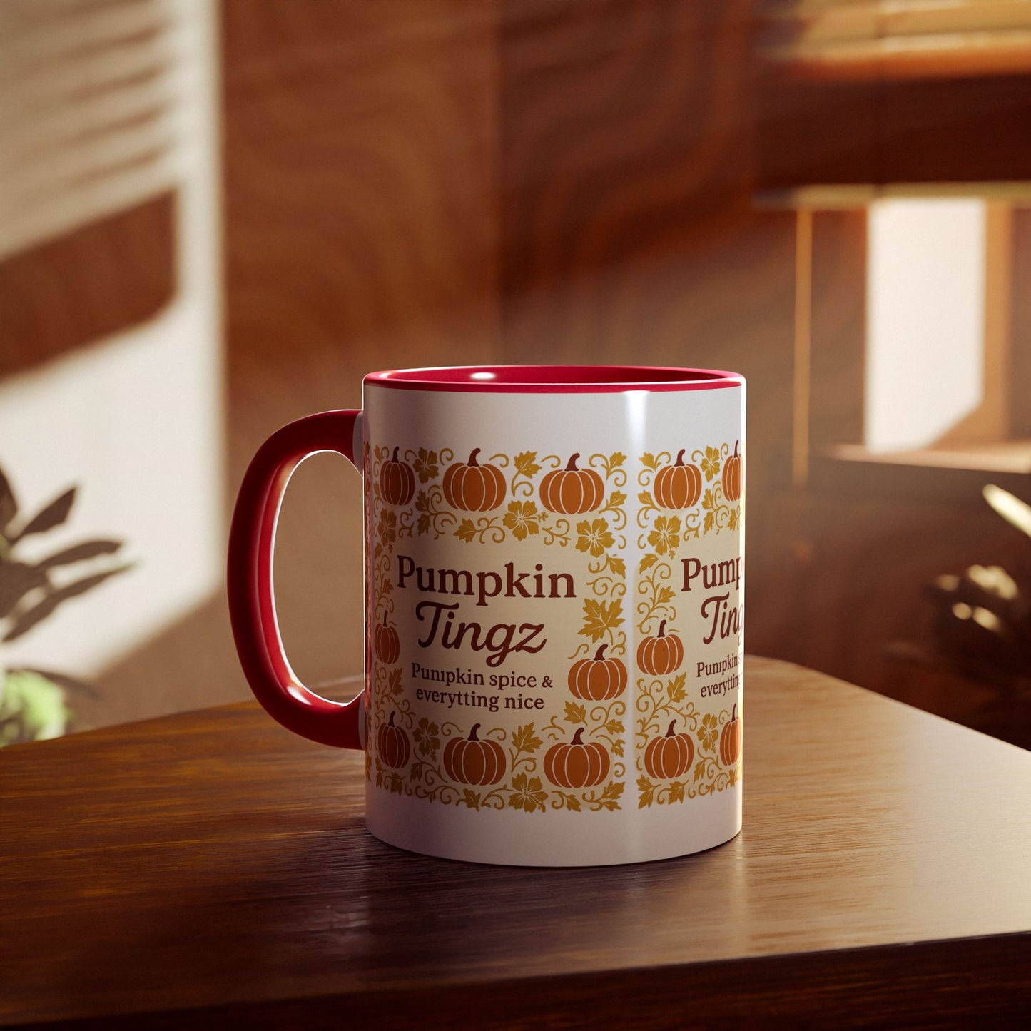 Pumpkin Spice Accent Mug - Fall Decor, Coffee Lovers Gift, Autumn Beverage Mug, Seasonal Kitchenware, Halloween Decor