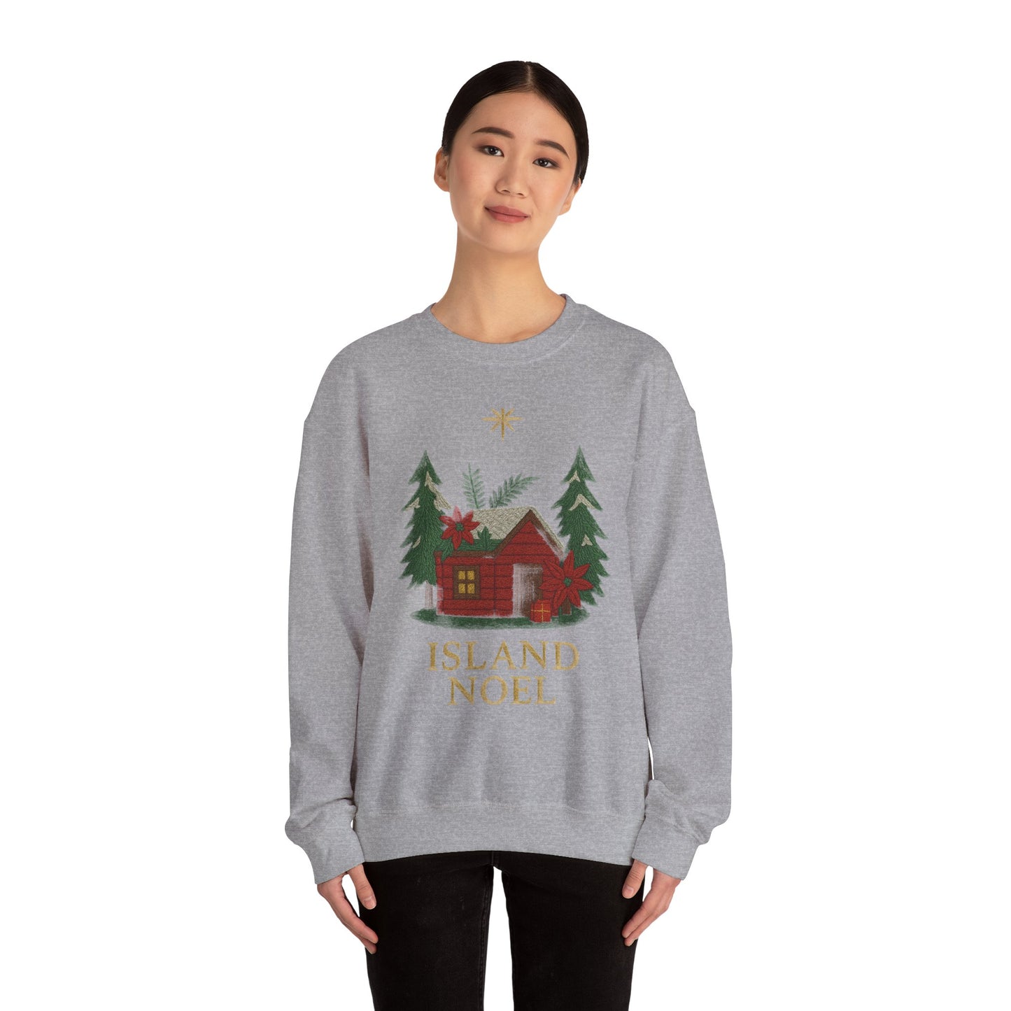 Cozy Holiday Sweatshirt - Island Noel Design, Unisex Christmas Crewneck, Winter Apparel, Gift for Him/Her, Seasonal Fashion