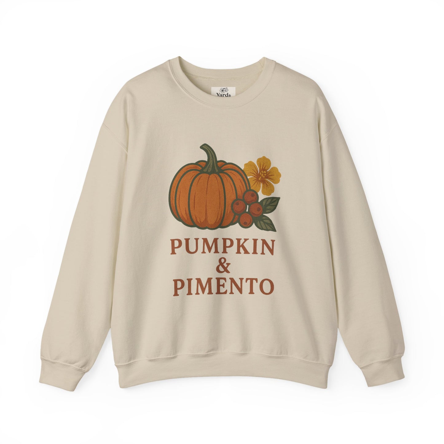 Pumpkin & Pimento Crewneck Sweatshirt, Cozy Fall Sweatshirt, Unisex Autumn Apparel, Thanksgiving Gift, Seasonal Fashion