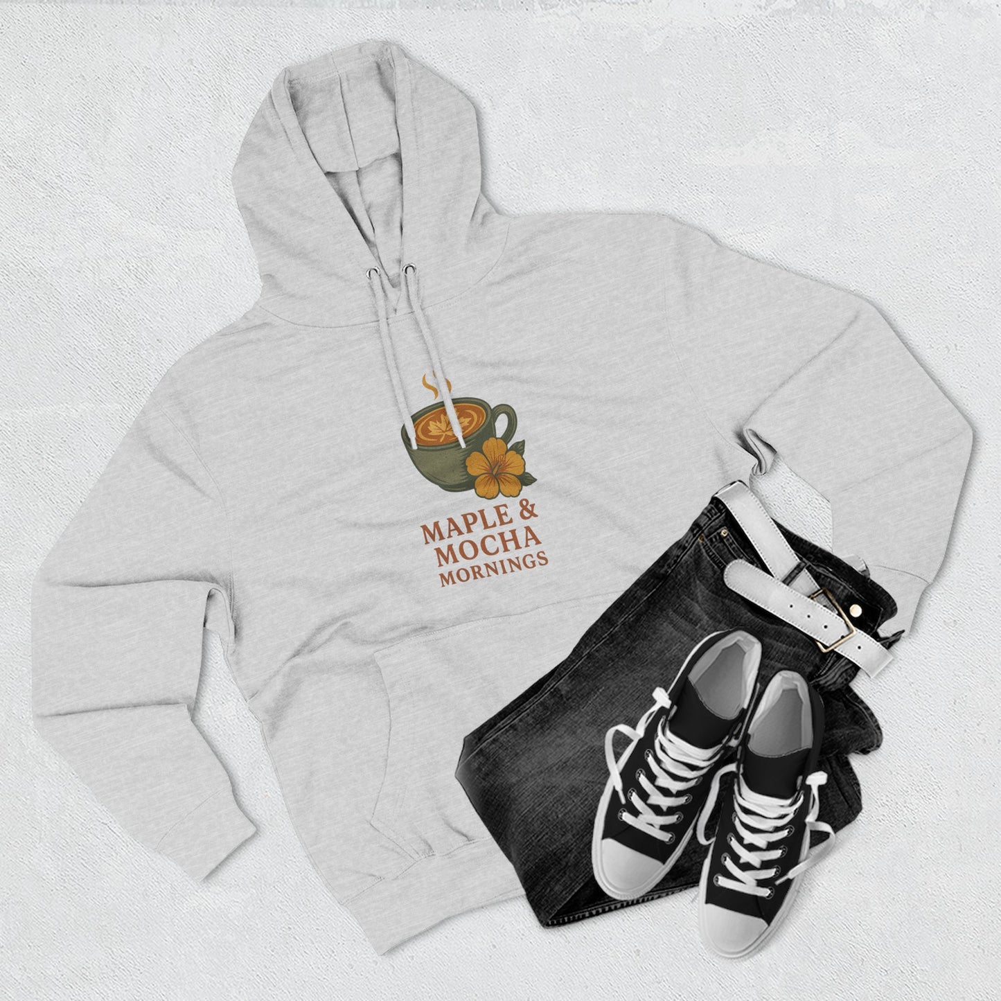 Cozy Maple & Mocha Fleece Hoodie, Perfect for Mornings, Autumn Fashion, Casualwear, Gift for Coffee Lovers