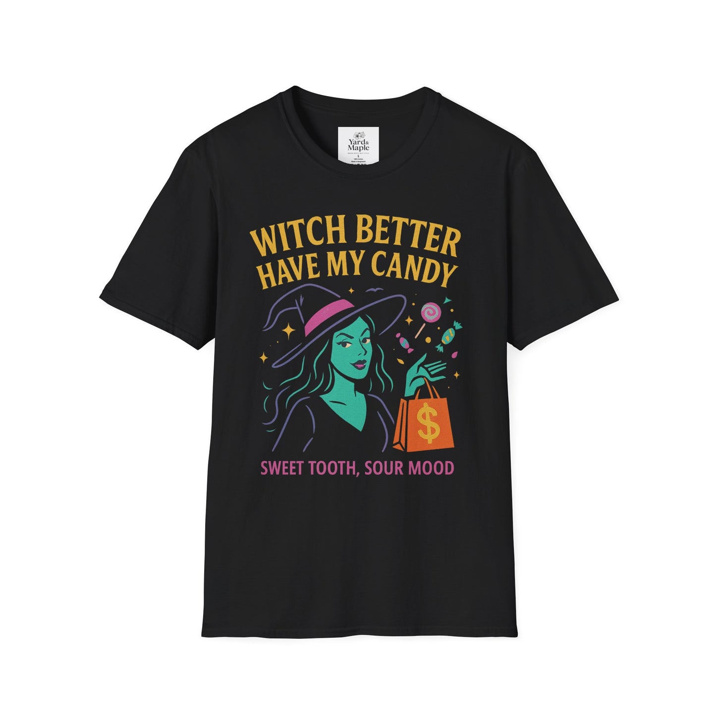 Witchy Candy T-Shirt, Halloween Apparel, Funny Halloween Shirt, Unisex Graphic Tee, Sweet Tooth Gift, Witch Costume Top