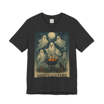 Ghosts in the Yard Tee - Spooky Unisex Short Sleeve Shirt, Halloween Shirt, Ghost Design, Casual Halloween Wear, Gift for Ghost Lovers