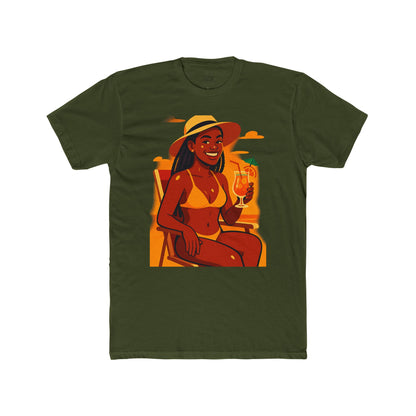 Tropical Vibes Tee, Summer Shirt, Beachwear, Vacation Outfit, Gift for Her, Relaxed Fit Cotton T-shirt