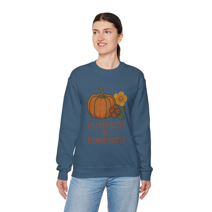 Pumpkin & Pimento Crewneck Sweatshirt, Cozy Fall Sweatshirt, Unisex Autumn Apparel, Thanksgiving Gift, Seasonal Fashion