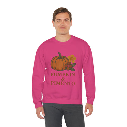 Pumpkin & Pimento Crewneck Sweatshirt, Cozy Fall Sweatshirt, Unisex Autumn Apparel, Thanksgiving Gift, Seasonal Fashion