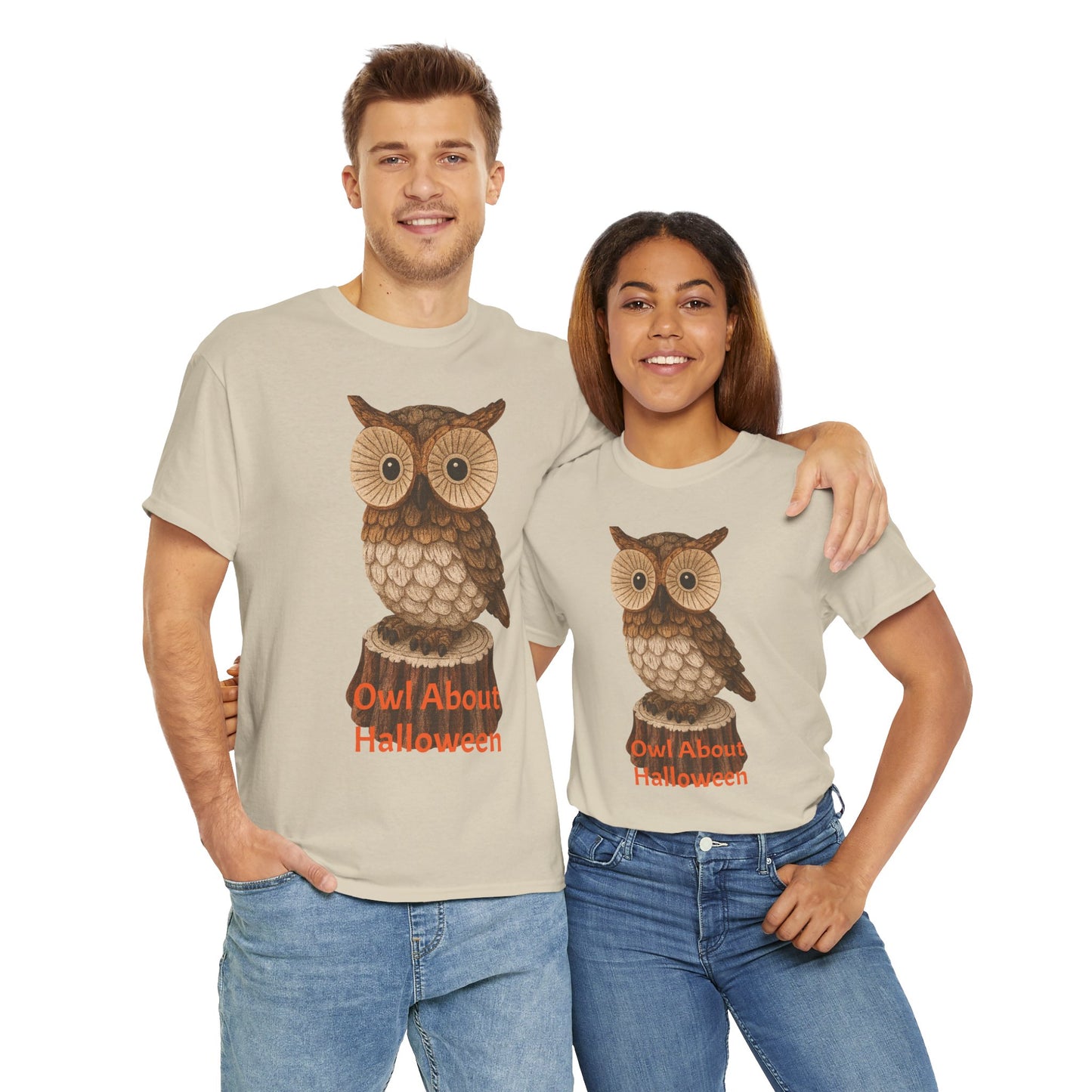 Halloween Owl Tee, Perfect for Fall Celebrations, Unisex Cotton Shirt, Cute Gift for Owl Lovers, Halloween Party Apparel, Fun Autumn Wear