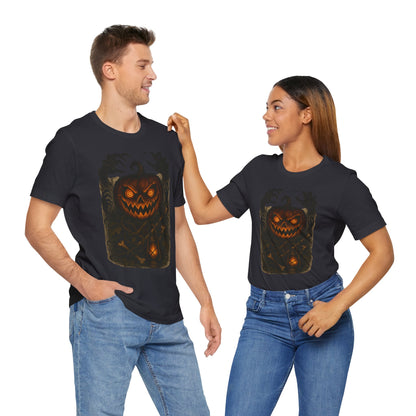 Halloween Pumpkin Tee, Unisex Jersey Short Sleeve Shirt, Fall Festival Apparel, Spooky T-Shirt, Trick or Treat Gift, Autumn Vibes