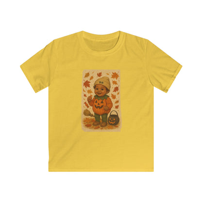 Vintage Halloween Kids Tee, Autumn Casual Wear, Trick or Treat T-Shirt, Perfect for Fall Celebrations, Cute Pumpkin Design