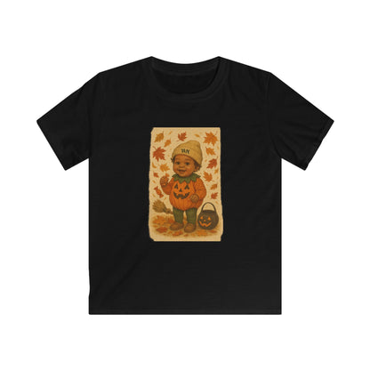 Vintage Halloween Kids Tee, Autumn Casual Wear, Trick or Treat T-Shirt, Perfect for Fall Celebrations, Cute Pumpkin Design