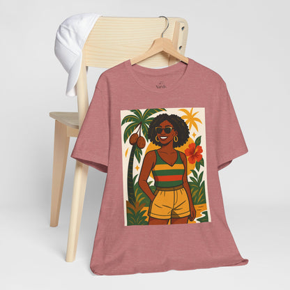Tropical Graphic Tee for Summer Vibes, Beach Wear, Vacation Style, Graphic T-Shirt for Women, Summer Gift, Casual Outfit