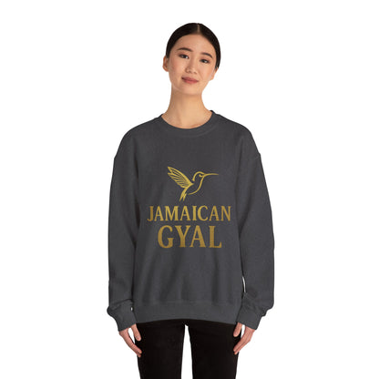Jamaican Gyal Crewneck Sweatshirt — Gold Hummingbird Graphic
