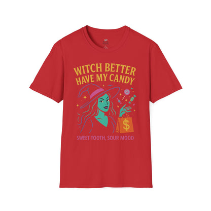 Witchy Candy T-Shirt, Halloween Apparel, Funny Halloween Shirt, Unisex Graphic Tee, Sweet Tooth Gift, Witch Costume Top