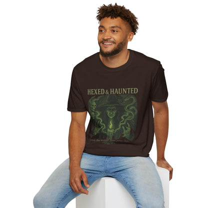 Hexed & Haunted Unisex Softstyle T-Shirt | Witchy Graphic Tee, Halloween Shirt, Spooky Apparel, Unique Gift, Casual Wear