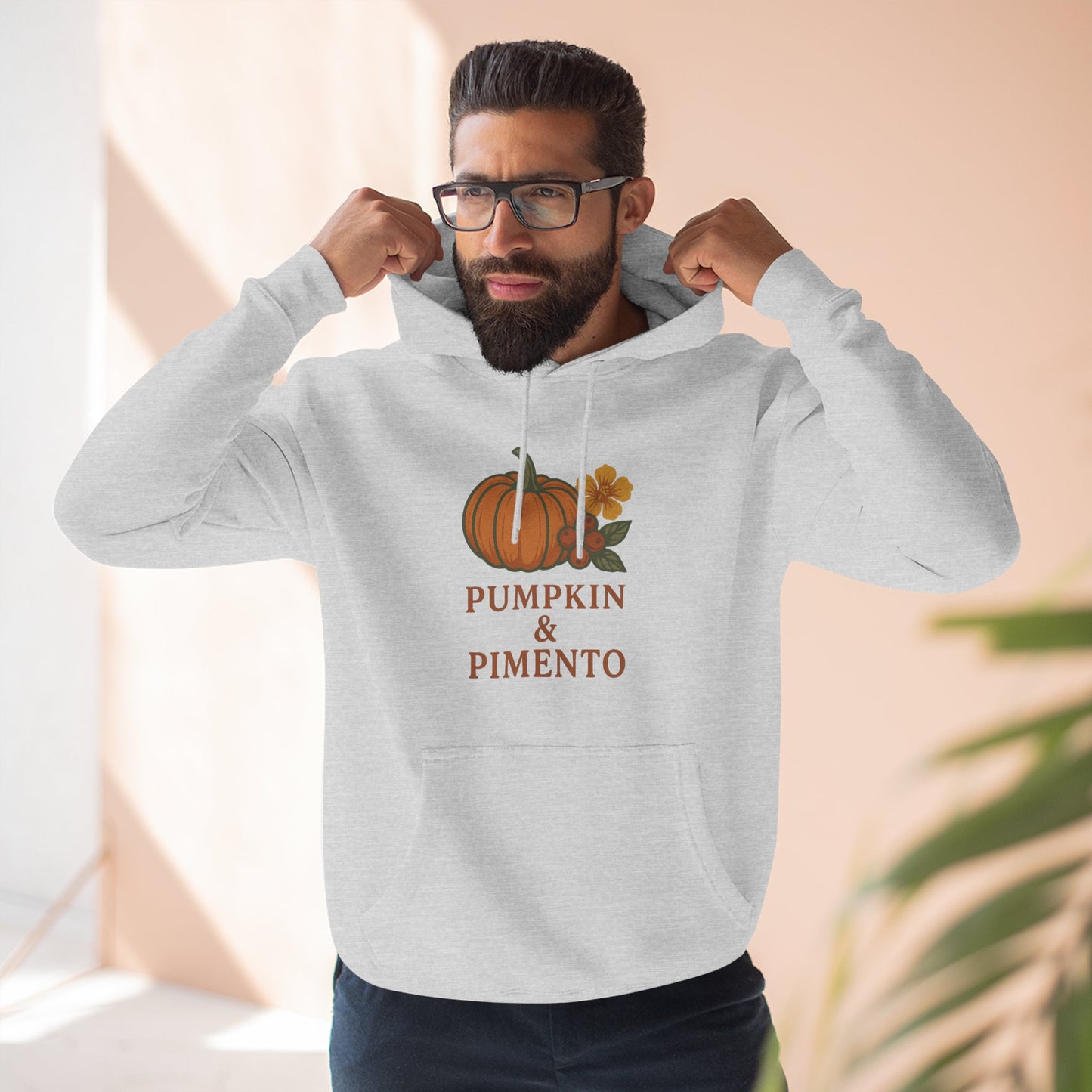 Pumpkin & Pimento Fleece Hoodie | Cozy Fall Sweater, Autumn Fashion, Comfortable Casual Wear, Gift for Pumpkin Lovers, Halloween Apparel