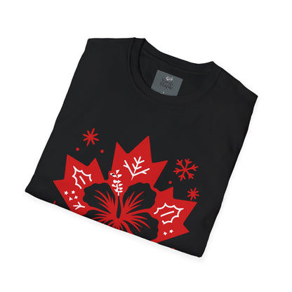 Maple Hibiscus T-Shirt — Canadian Floral Holiday Tee