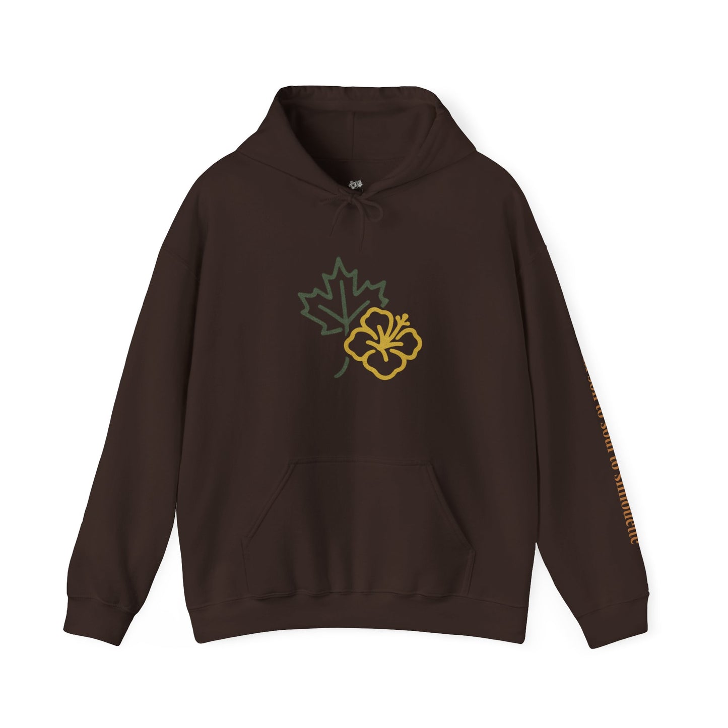 Maple Leaf & Hibiscus Hoodie, Cozy Fall Sweatshirt, Unisex Pullover for Nature Lovers, Perfect Gift for Thanksgiving, Unique Casual Wear