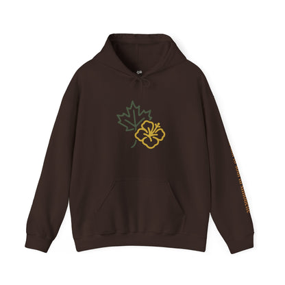 Maple Leaf & Hibiscus Hoodie, Cozy Fall Sweatshirt, Unisex Pullover for Nature Lovers, Perfect Gift for Thanksgiving, Unique Casual Wear