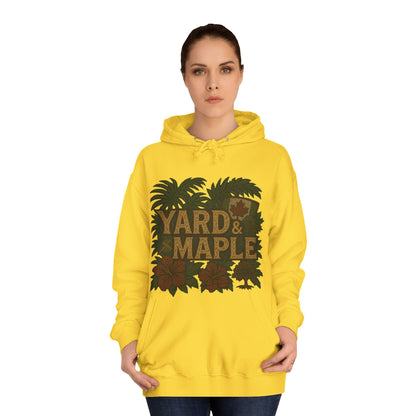 Cozy Unisex College Hoodie - Yard & Maple, Casual Wear, Student Gift, Outdoor Activity Sweater, Fall Fashion