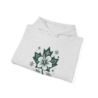 Maple Leaf Poinsettia Hoodie — Winter Floral Holiday Sweatshirt