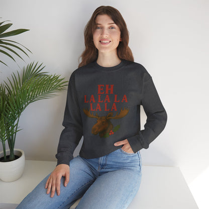 Festive Moose Sweatshirt with 'Eh La La La La La' Design, Cozy Holiday Apparel, Perfect for Christmas, Winter Parties, Gift Idea
