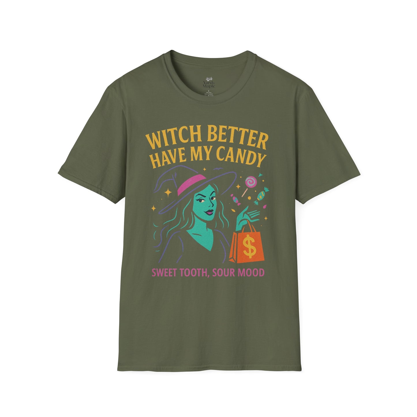 Witchy Candy T-Shirt, Halloween Apparel, Funny Halloween Shirt, Unisex Graphic Tee, Sweet Tooth Gift, Witch Costume Top