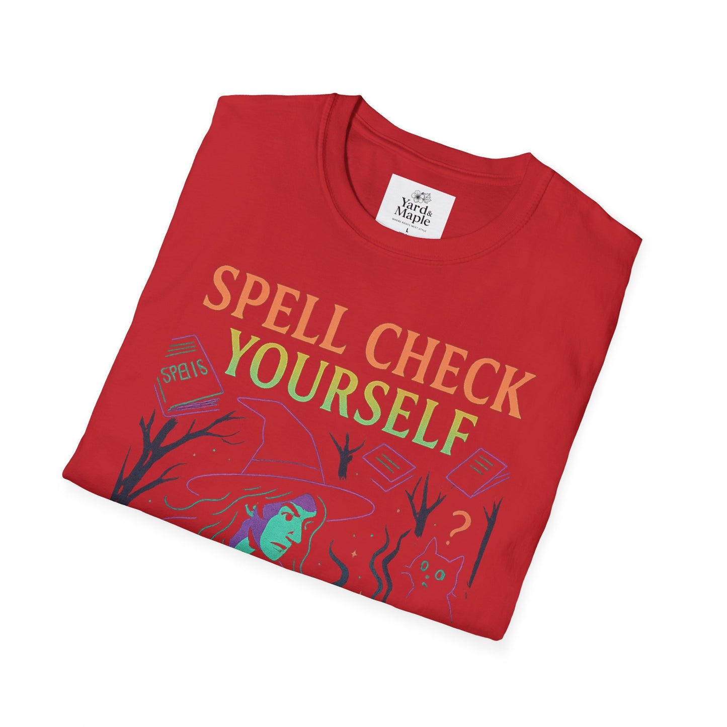 Spell Check Yourself Graphic Tee, Unisex Witch T-Shirt, Halloween Humor Top, Casual Witchy Apparel, Perfect for Spell Lovers