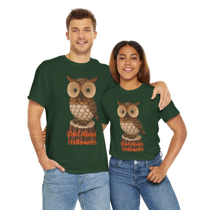 Halloween Owl Tee, Perfect for Fall Celebrations, Unisex Cotton Shirt, Cute Gift for Owl Lovers, Halloween Party Apparel, Fun Autumn Wear