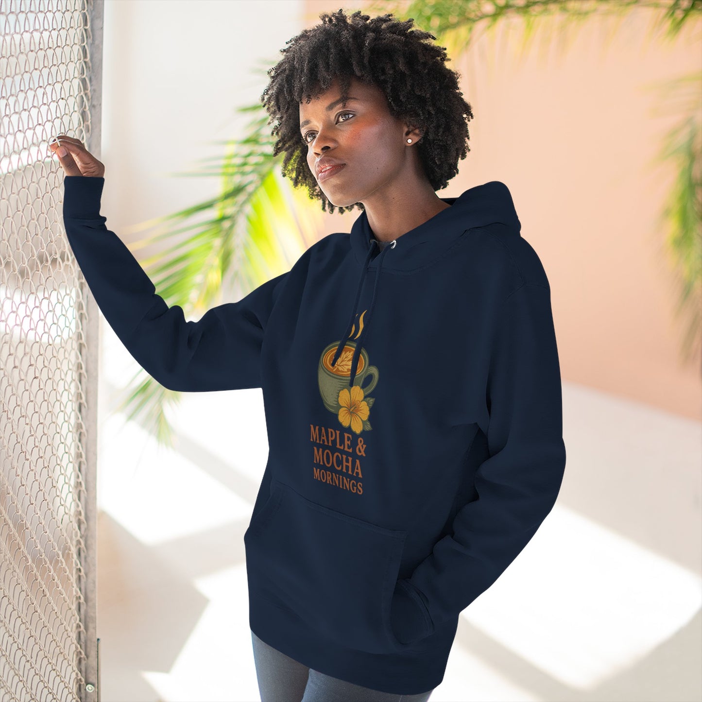 Cozy Maple & Mocha Fleece Hoodie, Perfect for Mornings, Autumn Fashion, Casualwear, Gift for Coffee Lovers