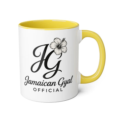 Jamaican Gyal Accent Mug, 11oz Coffee Cup, Floral Design, Gift for Her, Caribbean Culture, Tea Mug, Unique Drinkware