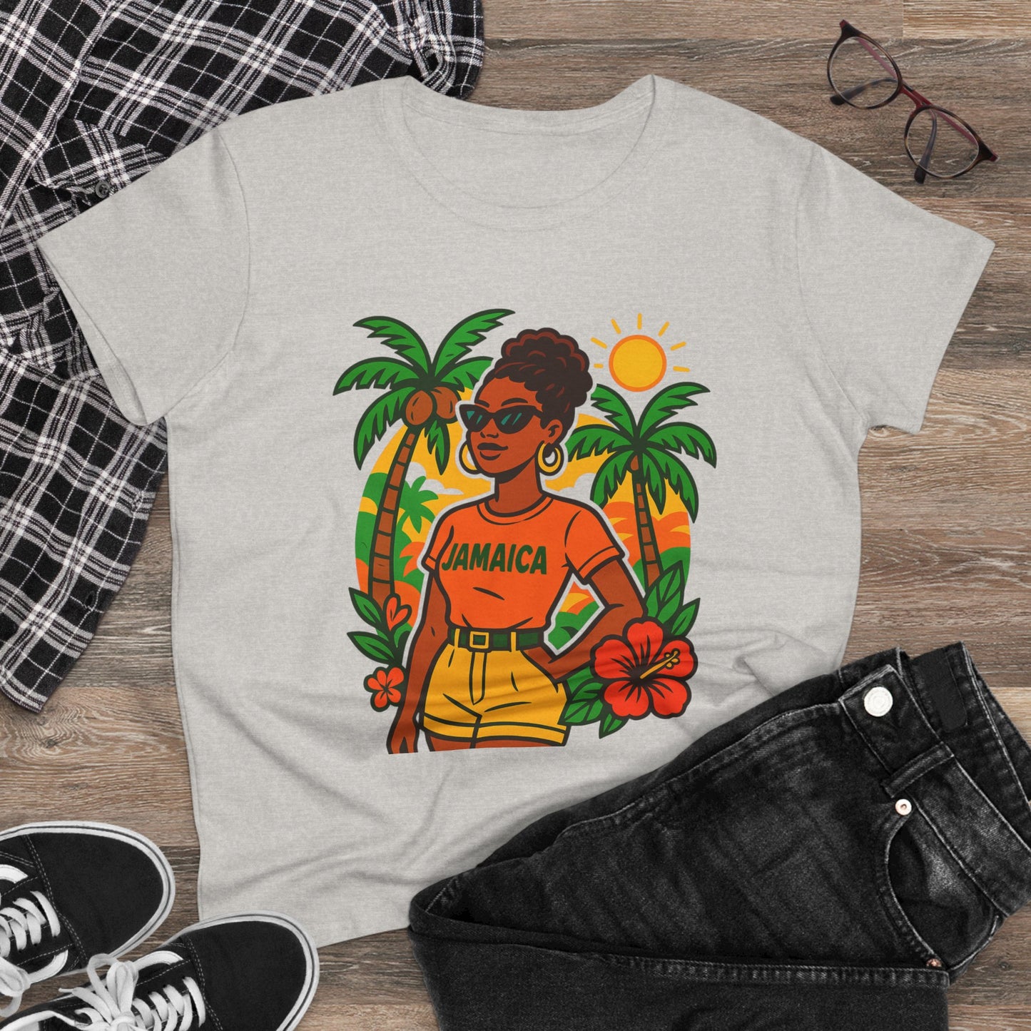 Tropical Vibes Tee, Jamaica Graphic Shirt, Summer Fashion, Vacation Wear, Beach Outfit, Gift for Her