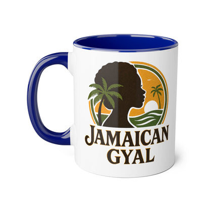 Jamaican Gyal Accent Mug, 11oz Coffee Cup, African Heritage Gift, Tropical Drinkware, Caribbean Inspiration, Black Woman Art