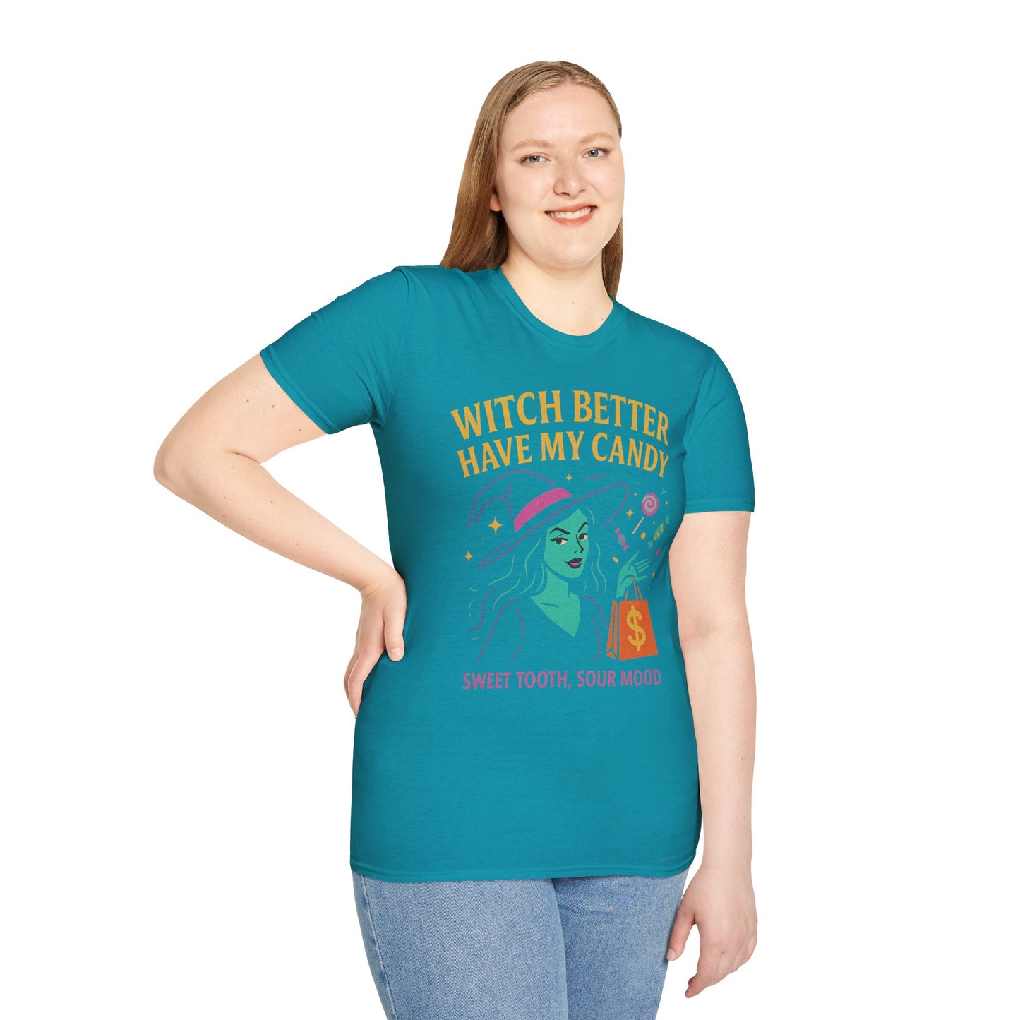 Witchy Candy T-Shirt, Halloween Apparel, Funny Halloween Shirt, Unisex Graphic Tee, Sweet Tooth Gift, Witch Costume Top
