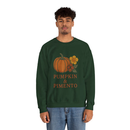 Pumpkin & Pimento Crewneck Sweatshirt, Cozy Fall Sweatshirt, Unisex Autumn Apparel, Thanksgiving Gift, Seasonal Fashion