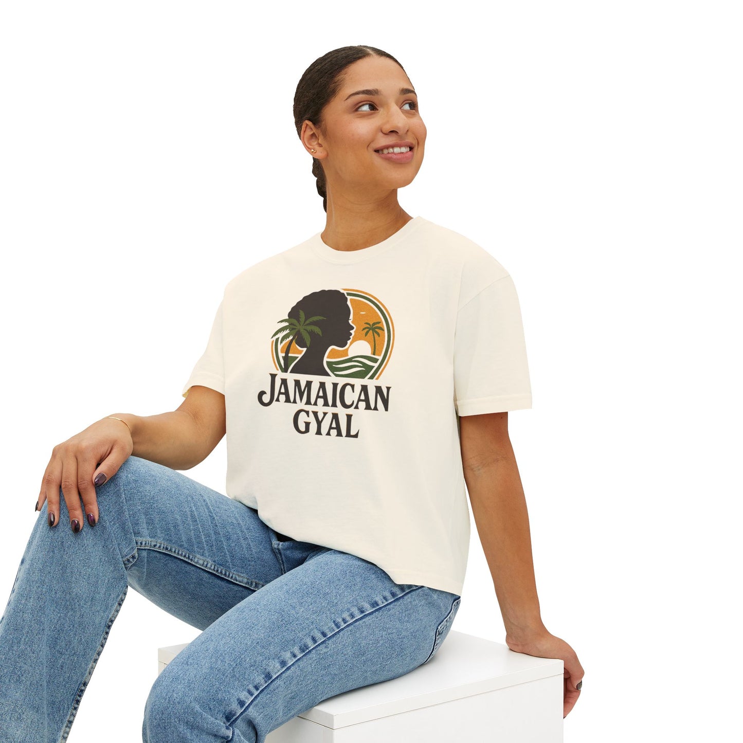 Jamaican Gyal Women's Boxy Tee - Retro Style T-Shirt, Casual Wear, Summer Top, Gift for Her, Vacation Essential
