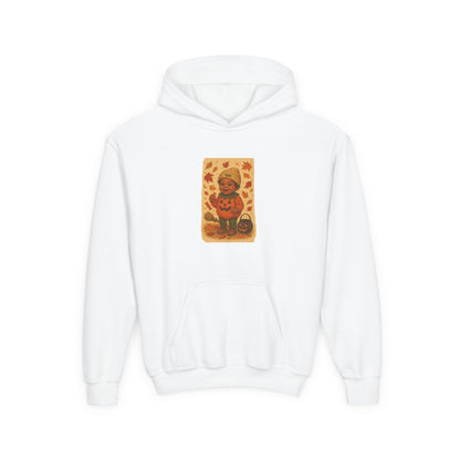 Youth Pumpkin Cartoon Hoodie, Cozy Fall Sweatshirt, Halloween Sweater, Kids Autumn Apparel, Cute Hoodie for Celebrations