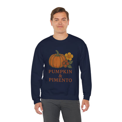 Pumpkin & Pimento Crewneck Sweatshirt, Cozy Fall Sweatshirt, Unisex Autumn Apparel, Thanksgiving Gift, Seasonal Fashion
