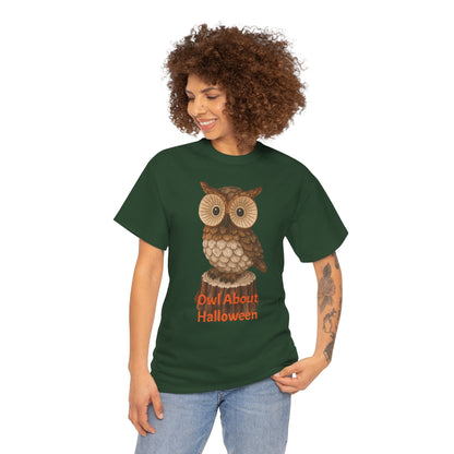 Halloween Owl Tee, Perfect for Fall Celebrations, Unisex Cotton Shirt, Cute Gift for Owl Lovers, Halloween Party Apparel, Fun Autumn Wear