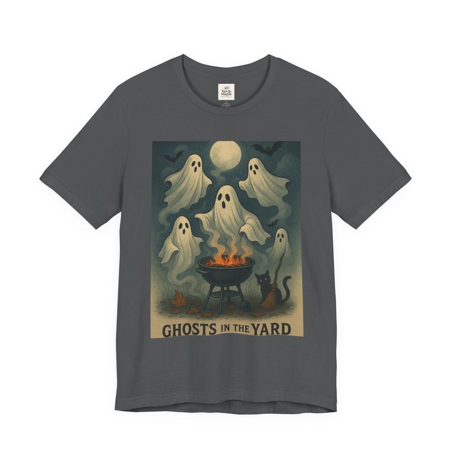 Ghosts in the Yard Tee - Spooky Unisex Short Sleeve Shirt, Halloween Shirt, Ghost Design, Casual Halloween Wear, Gift for Ghost Lovers