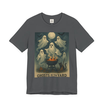 Ghosts in the Yard Tee - Spooky Unisex Short Sleeve Shirt, Halloween Shirt, Ghost Design, Casual Halloween Wear, Gift for Ghost Lovers
