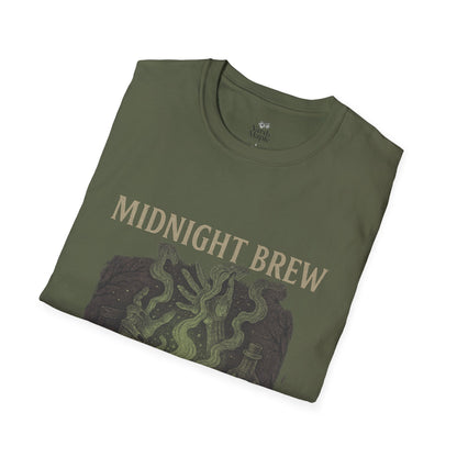 Midnight Brew Unisex T-Shirt, Witchy Tee, Halloween Apparel, Casual Wear, Fun Gift, Cozy Essentials
